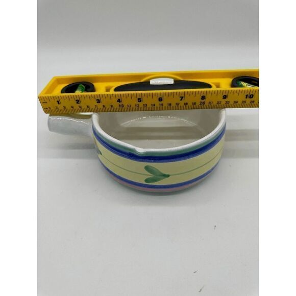 Caleca Italy Ceramic Bowl w/ Handle Hand Painted Dip or Soup Baking Bowl 9 x 3" - Picture 9 of 9